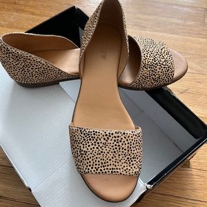 J. Crew Morgan Calfhair Peep-Toe Flats; Size 9.5